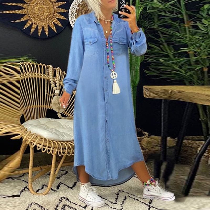 Ines - Dlhá maxi šaty z denimu