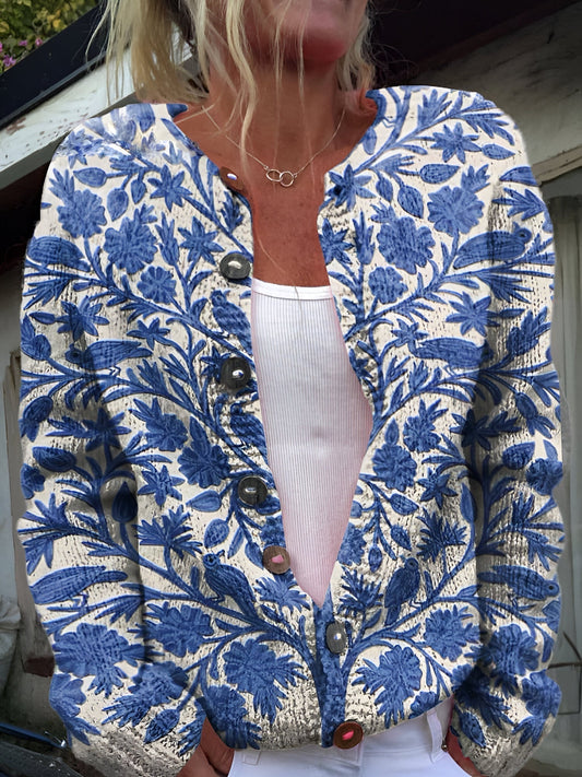 Barbara | Kardigán v luxusnej kvetinovej pletenine