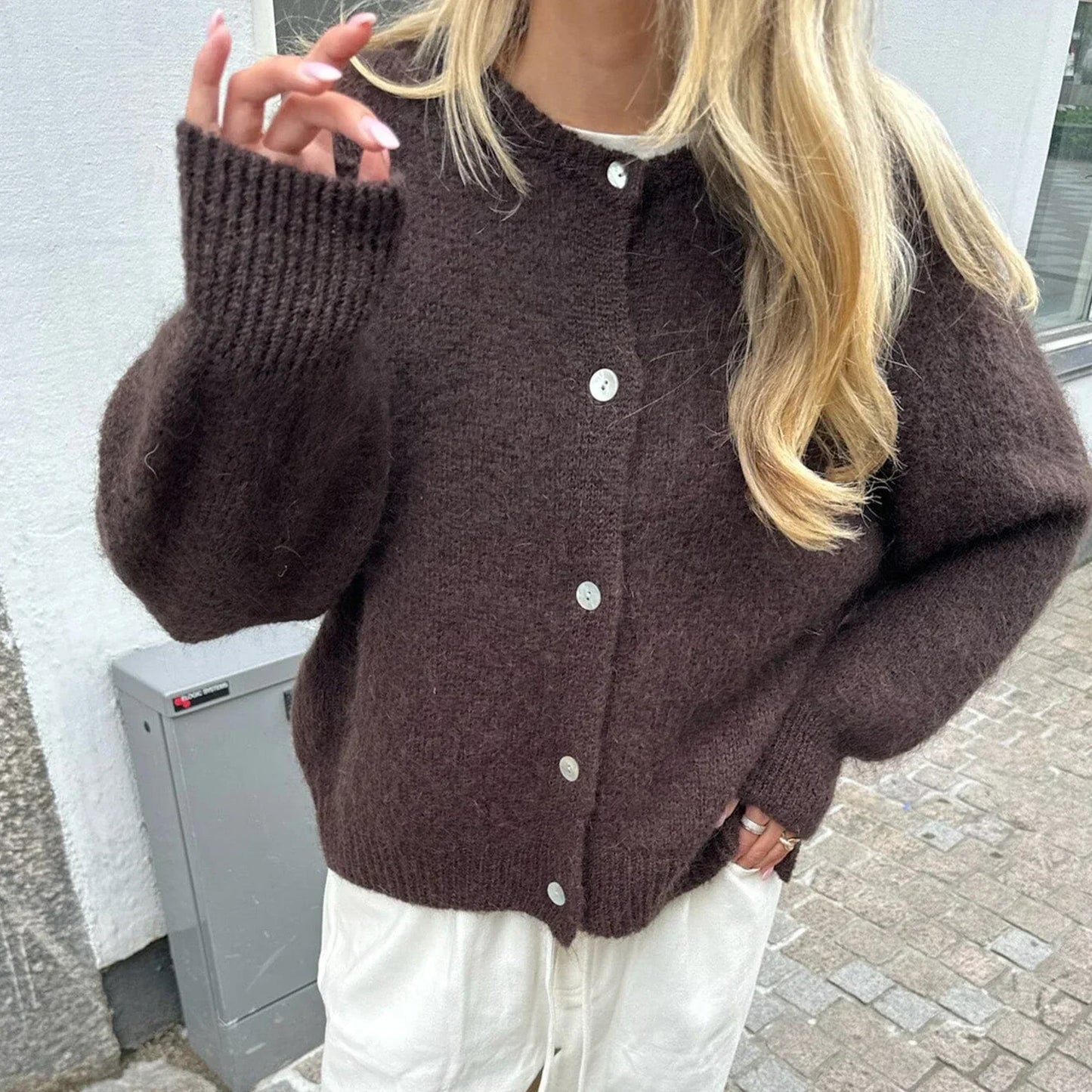 Amadea | Fuzzy cardigan s gombíkmi pre ženy