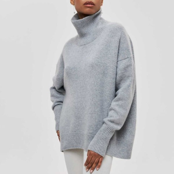 Pulóver Amélie s rolákom, oversized, z bavlny