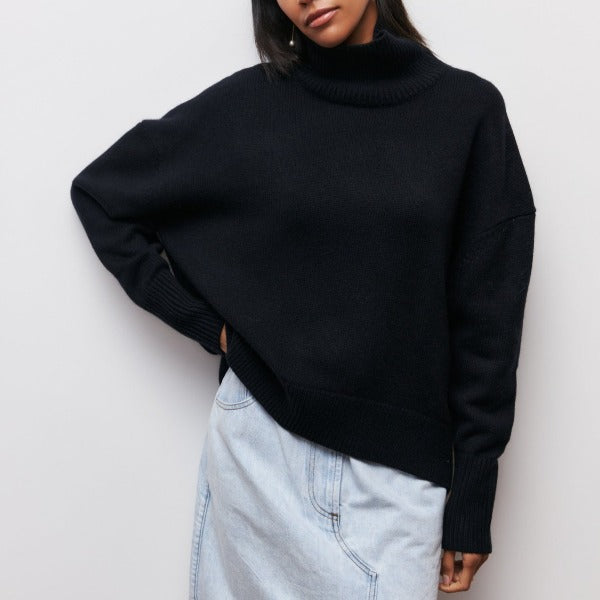 Pulóver Amélie s rolákom, oversized, z bavlny