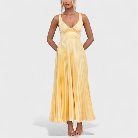 Marie - Žlté Šaty s V Výstrihom