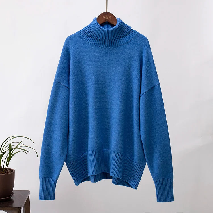 Pulóver Amélie s rolákom, oversized, z bavlny