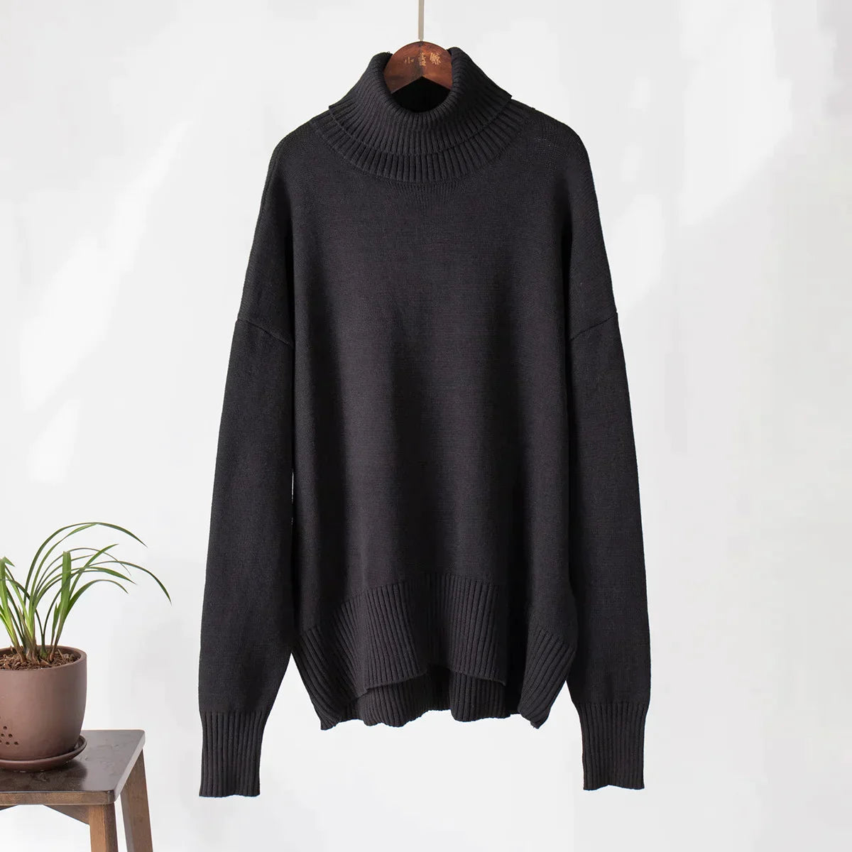 Pulóver Amélie s rolákom, oversized, z bavlny