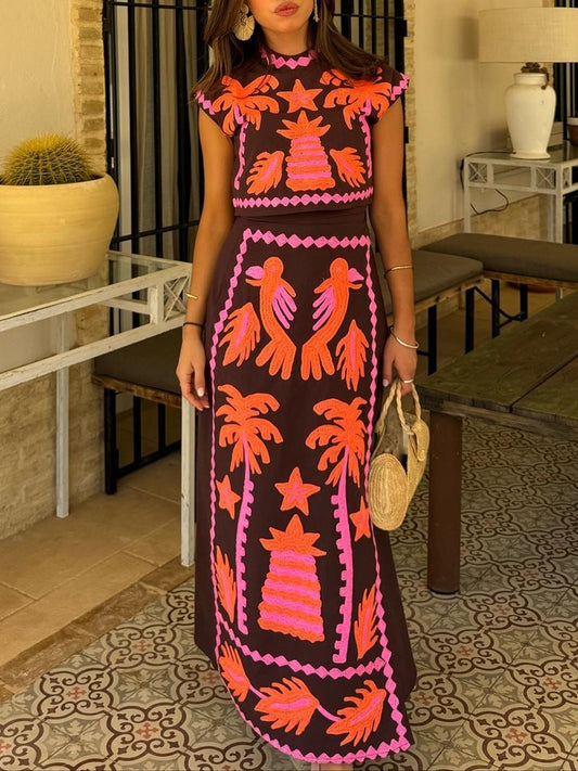 Katia - Tlačený top a sukňa