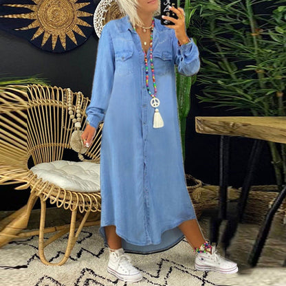 Ines - Dlhá maxi šaty z denimu