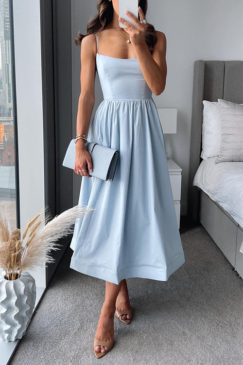 Vina | Chic Strappy A-Line Midi Šaty