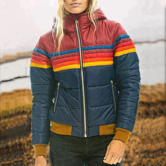 Ines - Retro bunda s kapucňou z kožušiny