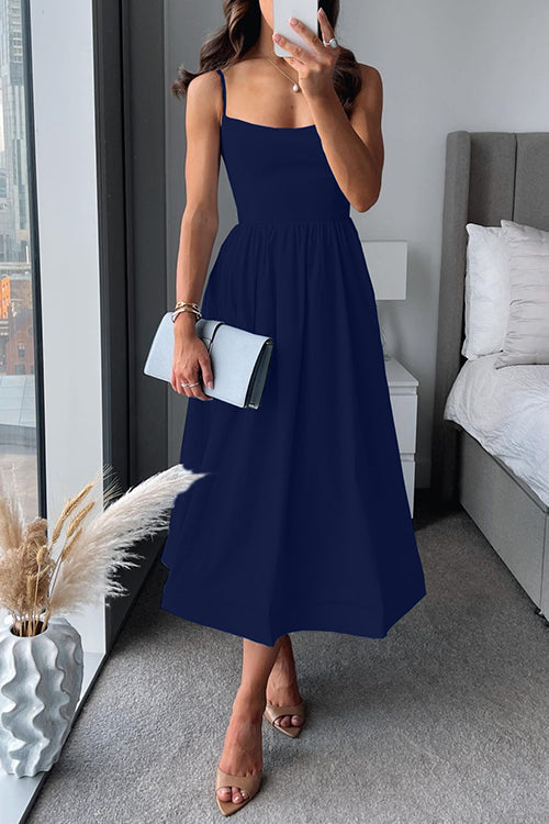 Vina | Chic Strappy A-Line Midi Šaty