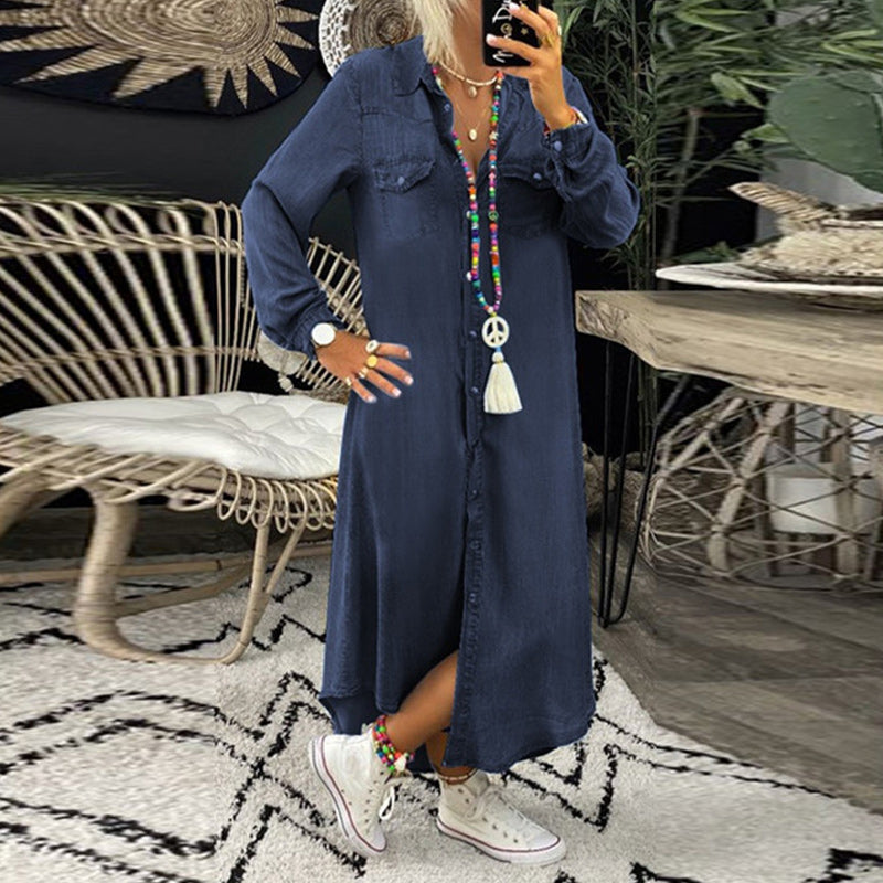 Ines - Dlhá maxi šaty z denimu