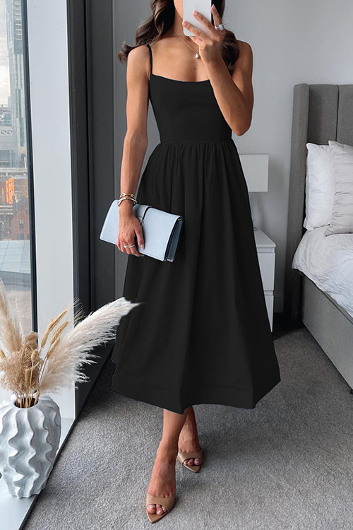 Vina | Chic Strappy A-Line Midi Šaty