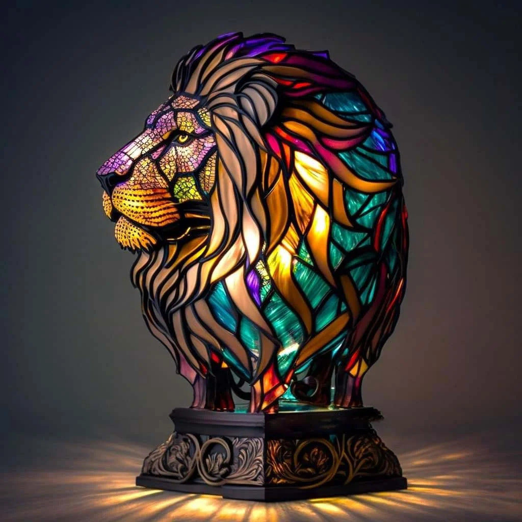 Simba | Magická Lampa Leva z Farebného Skla