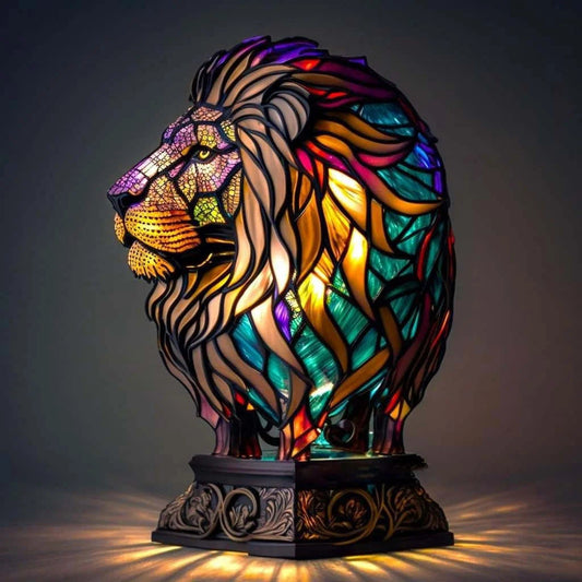 Simba | Magická Lampa Leva z Farebného Skla