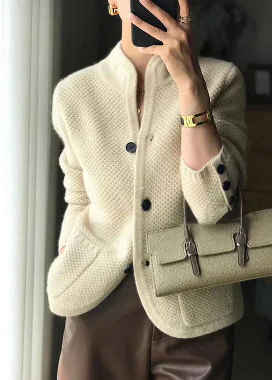LARISSA - KAŠMÍROVÝ CARDIGAN S VYSOKÝM KOLIÉROM
