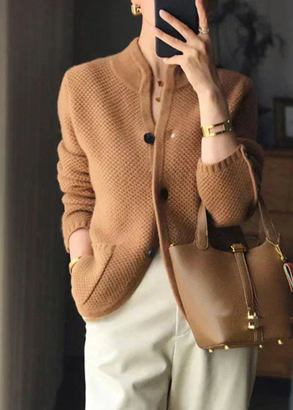 LARISSA - KAŠMÍROVÝ CARDIGAN S VYSOKÝM KOLIÉROM