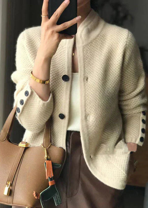 LARISSA - KAŠMÍROVÝ CARDIGAN S VYSOKÝM KOLIÉROM