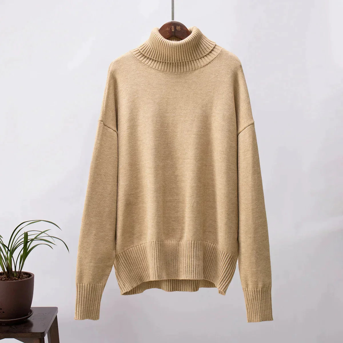 Pulóver Amélie s rolákom, oversized, z bavlny