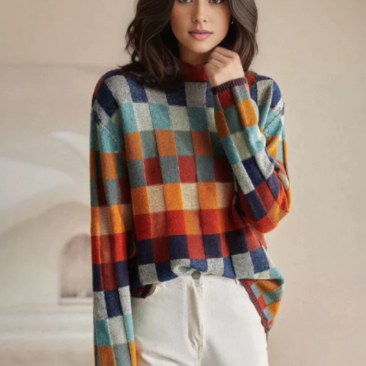PENELOPE™ | PULÓVER PATCHWORK S VYSOKÝM KRAJKOM