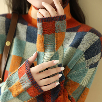 PENELOPE™ | PULÓVER PATCHWORK S VYSOKÝM KRAJKOM