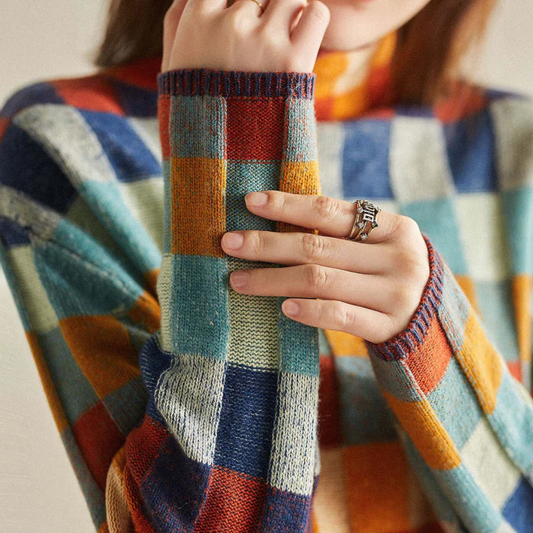 PENELOPE™ | PULÓVER PATCHWORK S VYSOKÝM KRAJKOM