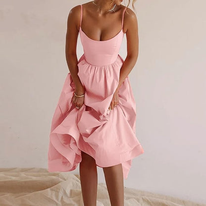Vina | Chic Strappy A-Line Midi Šaty