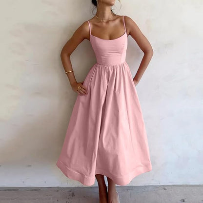 Vina | Chic Strappy A-Line Midi Šaty